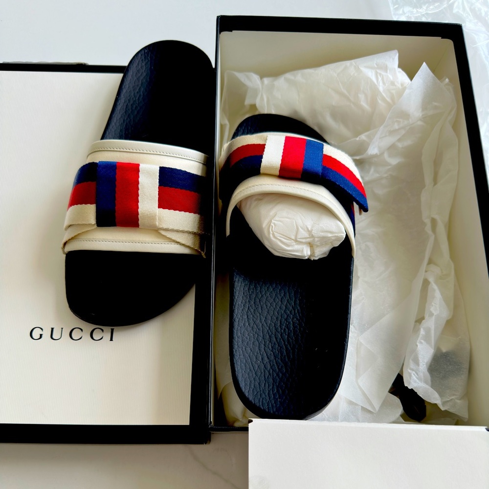 Gucci bow satin slide
